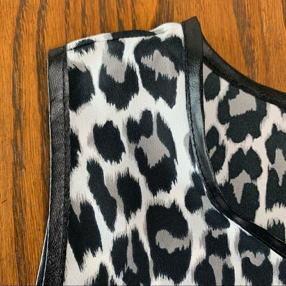 Violet & Claire Leopard Tank with Faux Leather Trim, Size S - Picture 11 of 13
